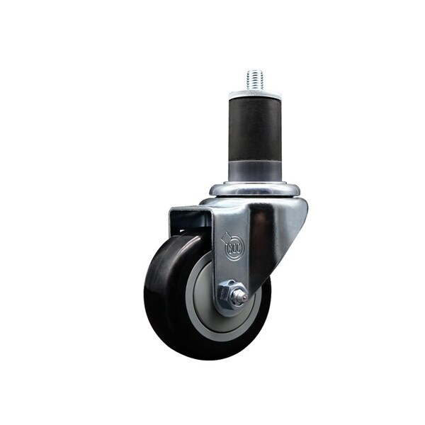 3'' Black Poly Wheel Swivel 1-5/8'' Expanding Stem Caster